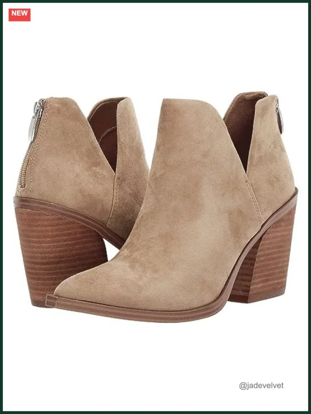 Pointed Toe Stacked Mid Heel Ankle Boots Faux Leather Booties
